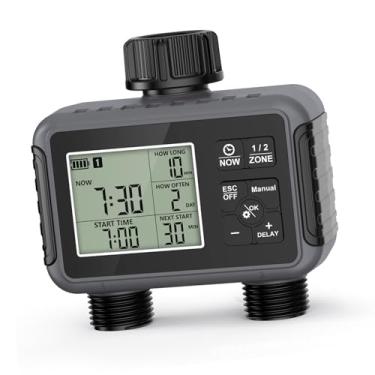 Imagem de Fafeicy Temporizador de Irrigação Inteligente, Saídas Duplas, Atraso, Temporizador de Irrigação Manual Automático para Quintal Ao Ar Livre, Gramado, por Gotejamento