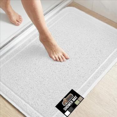 Imagem de GORILLA GRIP Tapete de chuveiro esfoliante com forro texturizado, esfregão macio para pés 99 x 40 cm para interior da banheira, secagem rápida, tapetes de banho de drenagem fácil ajudam a manter o