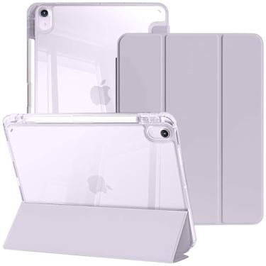 Imagem de YeaQuelior Capa para iPad Air de 11 polegadas M3/M2 (2025/2024), iPad Air 5ª/4ª geração (2022/2020), capa traseira transparente à prova de choque fina com suporte para lápis, despertar/hibernar