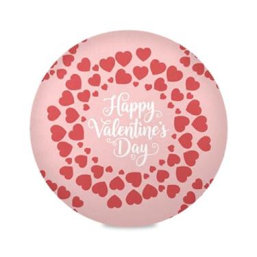 Imagem de Wassud Jogo americano com moldura de coração tapetes redondos para cozinha e jantar tapetes laváveis resistentes ao calor decoração de mesa 39 cm