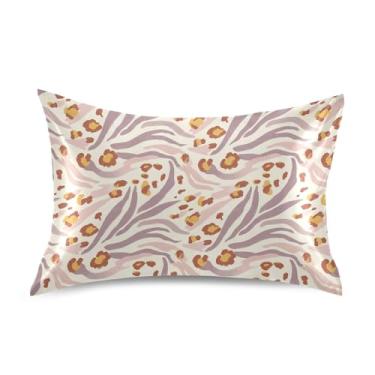 Imagem de Wassud Fronha de cetim com manchas de leopardo abstratas para cabelo e pele fronhas de seda lisa tamanho padrão capas de travesseiro respiráveis com fecho de envelope