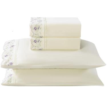 Imagem de Jogo Lençol Casal Floral Bordado 4pç 100% Poliéster - Lav