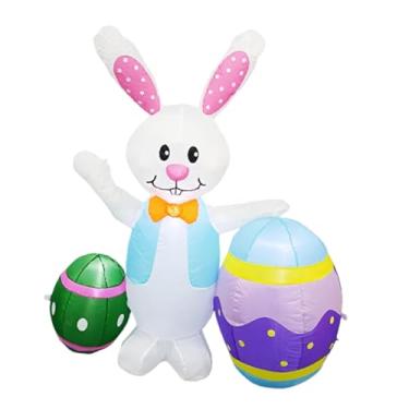 Imagem de Esquirla Ovo de Páscoa inflável iluminado em formato de, decoração fofa para jardim com cordas à prova de vento, ideal para casa, gramado e quintal.