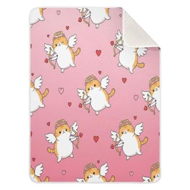 Imagem de Wassud Cobertor de bebê fofo de cupidos de gato para meninos e meninas, macio para bebês e recém-nascidos, cobertor aconchegante de algodão essencial para berçário, viagem, berço, carrinho de bebê 76