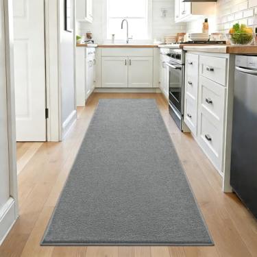 Imagem de ISEAU Tapete de corredor 6 x 20 cm para corredor, tapete macio de espuma viscoelástica com fundo de silicone antiderrapante atualizado, lavável na máquina, tapete interno felpudo para entrada de