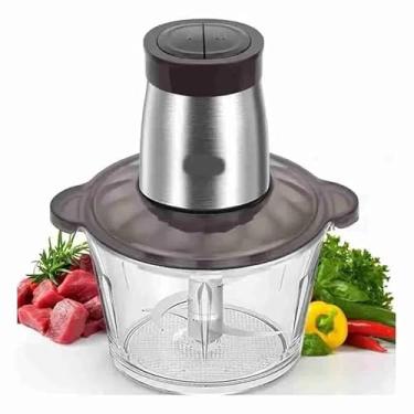 Imagem de Processador Triturador de Alimentos Elétrico, Copo de Vidro 2L, 250W, 4 Lâminas, 110V