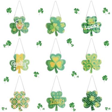 Imagem de BAWKENTON Kit de arte de diamantes pendurados no dia de São Patrício para adultos, kit de arte de pintura de diamantes faça você mesmo, kit de pintura de diamantes acrílicos, ornamento especial de