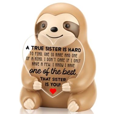 Imagem de PQUCXZ Estatueta de preguiça engraçada presente para irmã uma das melhores, presente de amizade de incentivo de Bestie, presentes sentimentais para melhor amiga, aniversário, Natal, Ação de Graças