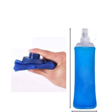 Imagem de Garrafa Dobrável para Esportes, 250ml, Bico Anti Vazamento, Tampa de Proteção, Livre de BPA, para Corrida, Ciclismo e Hidratação, Azul