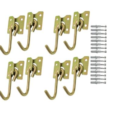 Imagem de 4 Peças Gancho De Rede Balanço até 250kg Armador Aço Reforçado Com 16 Parafusos E 16 Buchas(Dourado)