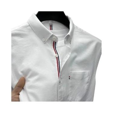 Imagem de Camisa Masculina De Luxo De Manga Longa Outono Com Lapela E Bolso Bord