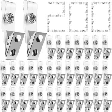 Imagem de Pacote com 200 clipes de crachá de metal com tiras de PVC transparente, porta-crachás resistentes com clipe, clipe de crachá de identificação para cartões de identificação, porta-crachás, etiquetas de