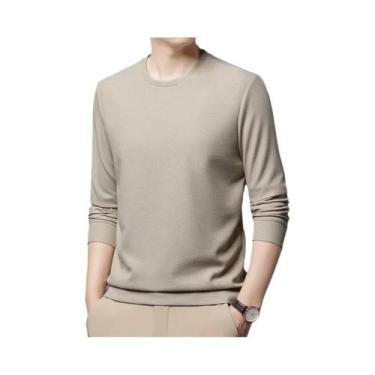 Imagem de Camiseta Masculina De Manga Longa Em Malha Waffle, Casual, Sólida, Com