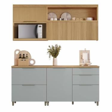 Imagem de Armário De Cozinha Completa Mdf 4 Portas 4 Gavetas Mariah Nesher Madeirado/Verde