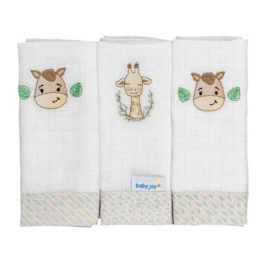 Imagem de Fralda de Tecido para Bebê Quadriculada 65cm x 67cm Baby Joy, Safari
