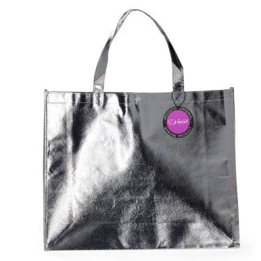 Imagem de Sacola Ecobag em TNT Premium Metalizado 40x50cm Rivera TopGet, Prata