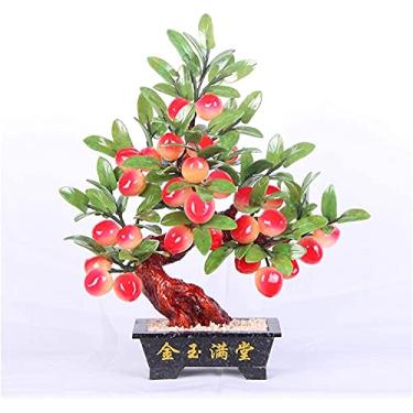 Imagem de Árvores artificiais, bonsai artificial, pêssego, planta artificial, bonsai falso para sala de estar, escritório, hotel, decoração de casa, jade, artesanato, decoração de casa e jardim