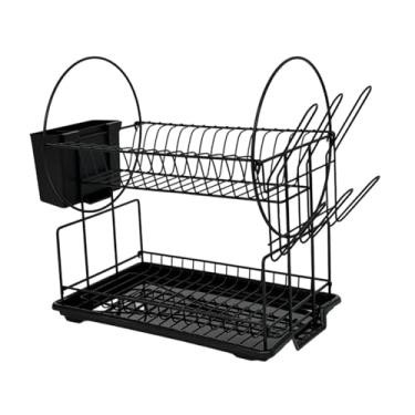 Imagem de SiaBiced Escorredor de Pratos, Organizador Versátil de 2 Níveis Que Economiza Espaço com Porta-utensílios para Apartamentos, Cozinhas E Casas, Grande