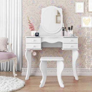 Imagem de Penteadeira Espelho 4 Gavetas Princesa - Patrimar Móveis, Branco