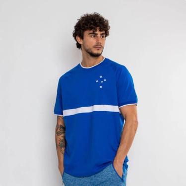 Imagem de Camiseta Cruzeiro Oficial Raglan Orgulho Azul Recorte Branco-Masculino
