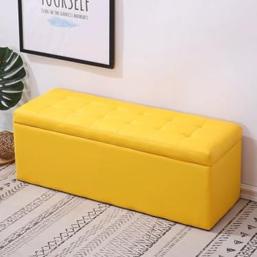 Imagem de Banco de entrada moderno com armazenamento com almofada, banco para quarto na extremidade da cama, banco de armazenamento de sala de estar, banco para entrada da porta da frente, banco de sapatos com