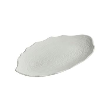 Imagem de Prato de peixe de supermercado de cerâmica com anéis de diferentes bordas utensílios de mesa criativos e requintados - branco de 34,8 cm.