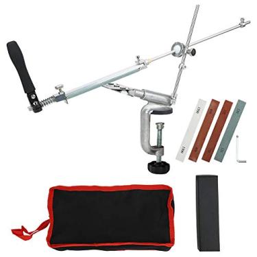 Imagem de Afiador de faca profissional de ângulo fixo com 4 pedras de amolar de afiação de precisão de ângulo ajustável para chefs de cozinha Cozinheiros domésticos Metal Corindo 27x14x9cm