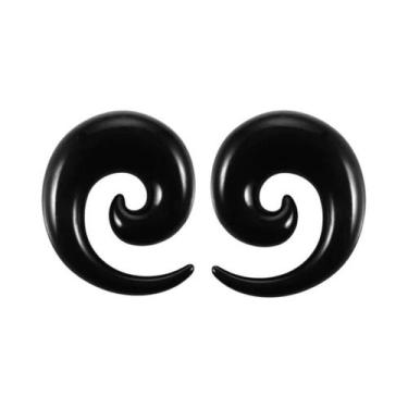 Imagem de Alargador De Orelha Em Acrílico Espiral Preto E Branco 12mm-24mm, Expa