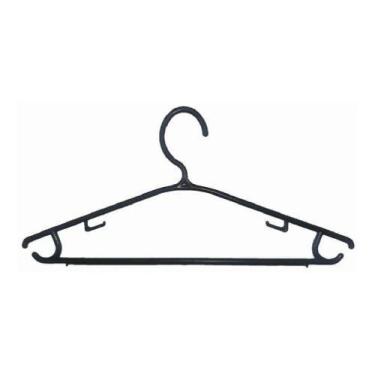 Imagem de 40 Cabides Cavado Plástico Preto Adulto 8 mm - 40 cm - Pegasus Cabides