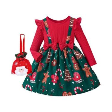 Imagem de Vestido De Princesa Vermelho De Manga Longa Para Meninas, Festa De Ano