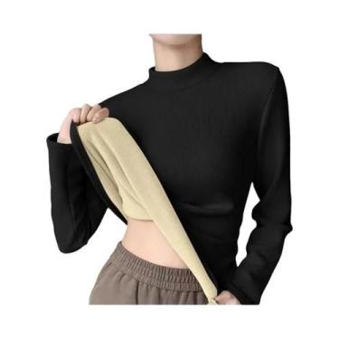 Imagem de Camisa Térmica Feminina plus Size De Manga Longa Em Lã De Cordeiro Par