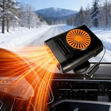 Imagem de Aquecedor de carro, aquecedor 2 em 1 portátil de aquecimento rápido de 12 V 200 W para isqueiro de carro com rotação de 360 graus