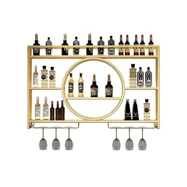Imagem de Rack de vinho montado na parede - Prateleira de armazenamento suspensa com suporte de vidro para bar doméstico, sala de jantar e cozinha - Exibição de garrafa de vinho e cabide de talheres para