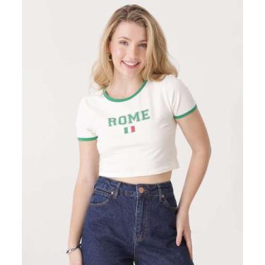 Imagem de Blusa Cropped Feminina Cotton Estampada Manga Curta Ma-25111 - Marisa,