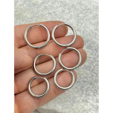 Imagem de Trio de Brincos Argola Aço Inox Antialérgico - P, M, G - 3 Pares - no-