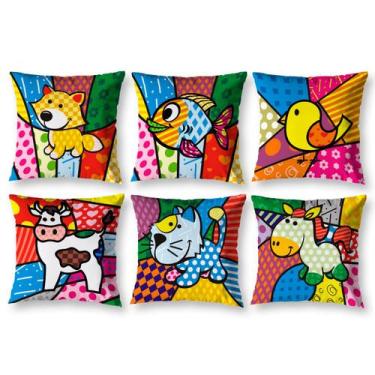 Imagem de Kit 6 Capa de Almofada 40cm x 40cm Decorativas Estampadas Digital Colo
