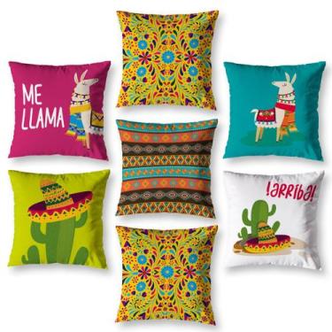 Imagem de Kit 7 Capa de Almofada 40cm x 40cm Decorativas Estampadas Digital Colo