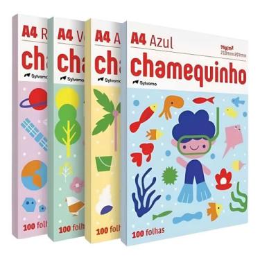 Imagem de KIT 400 Folhas Papel Sulfite A4 Colorida chamex Chamequinho 75g Escola