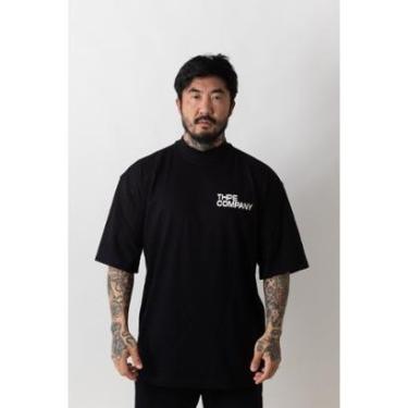 Imagem de Camiseta Oversized Gola Alta Company Azul Marinho-Unissex