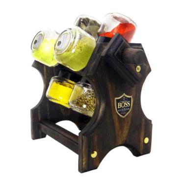 Imagem de Porta temperos BOSS giratório com Manivela e 08 recipientes - Boss Art