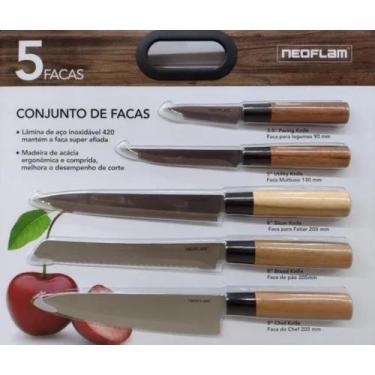 Imagem de Conjunto 5 Facas De Cozinha Com Cabo De Madeira - Neoflam