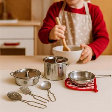 Imagem de Conjunto Cozinha Panelinhas Inox Brinquedo Menina Miniatura - Dony Toy