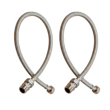 Imagem de Rabicho Engate Mangueira Flexivel Par Pia Grande Torneira 80cm Misturador Agua Fria Quente Monocomando Banheiro Cozinha