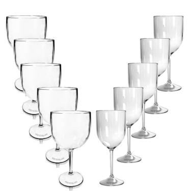 Imagem de Kit 5 Taças Gin E 5 Taças Vinho Acrílico Krystalon