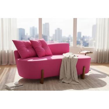 Imagem de Namoradeira Sofá Feijão Luna 130cm Orgânica Veludo Rosa Pink - Mazzero