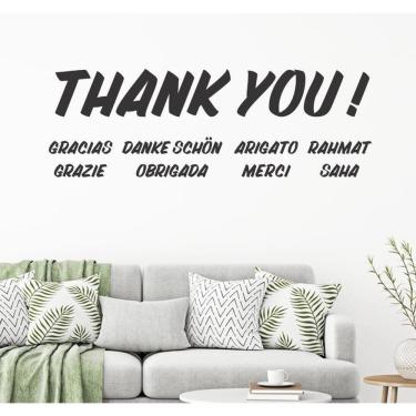 Imagem de Adesivo Decorativo De Sala Palavra Inglês Obrigado Thank You