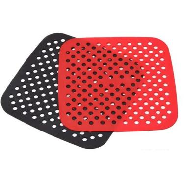 Imagem de Kit 2 Tapete Protetor em Silicone Quadrado Para Air Fryer 21cm - Wari