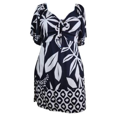 Imagem de Vestido Virtude Lastex Preto Estampa Plus Size-Feminino