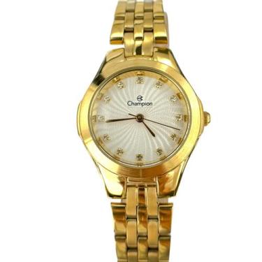 Imagem de Relógio Feminino Champion Dourado Original com Fundo Branco e Ponteiro