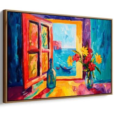 Imagem de Quadro decorativo Janela em Pintura - Art Canvas, 120 x 80 cm, Tabaco